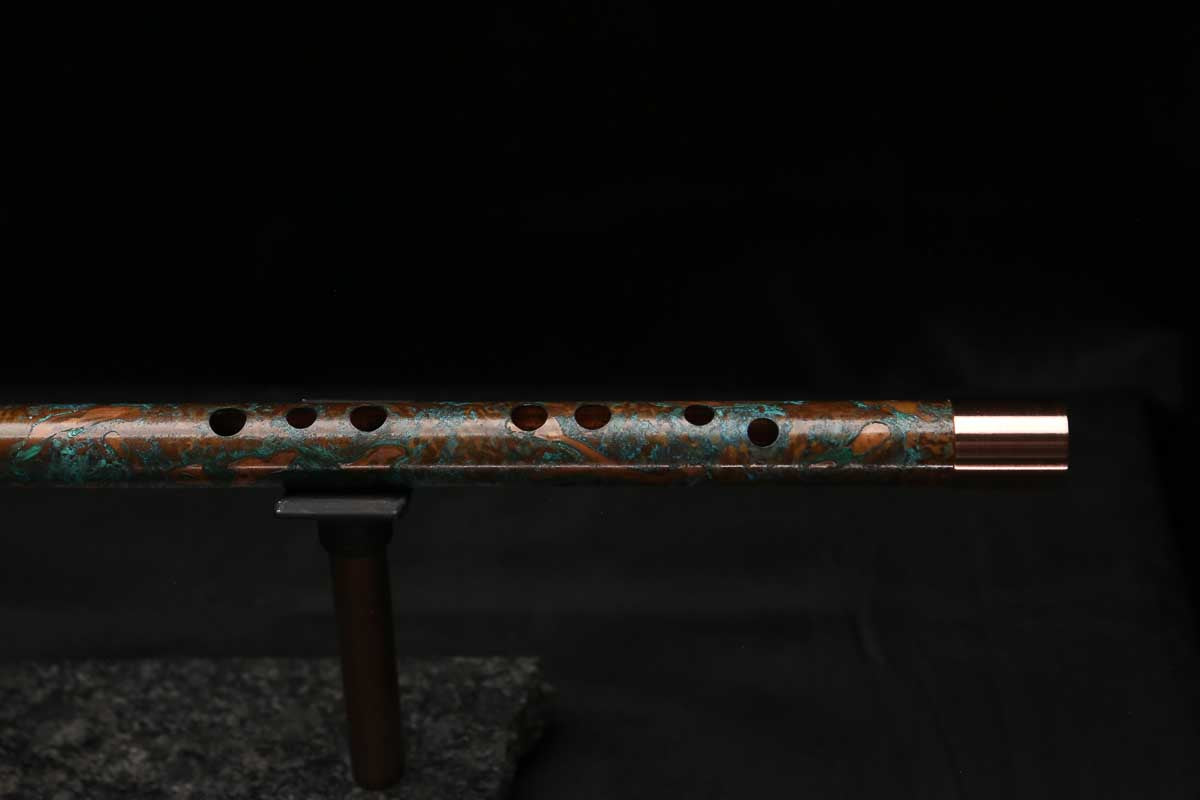 High F (Lullaby) Copper Flute #LE0106 in Turquoise Copper Burl