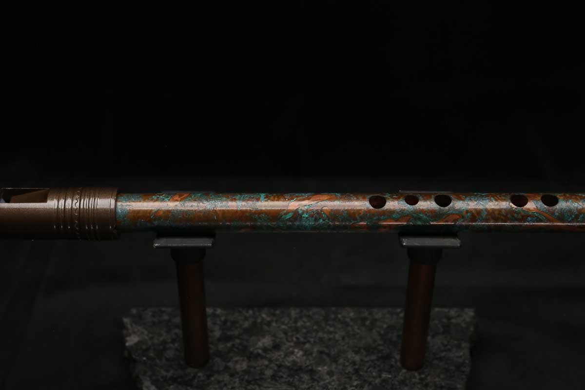 High F (Lullaby) Copper Flute #LE0106 in Turquoise Copper Burl