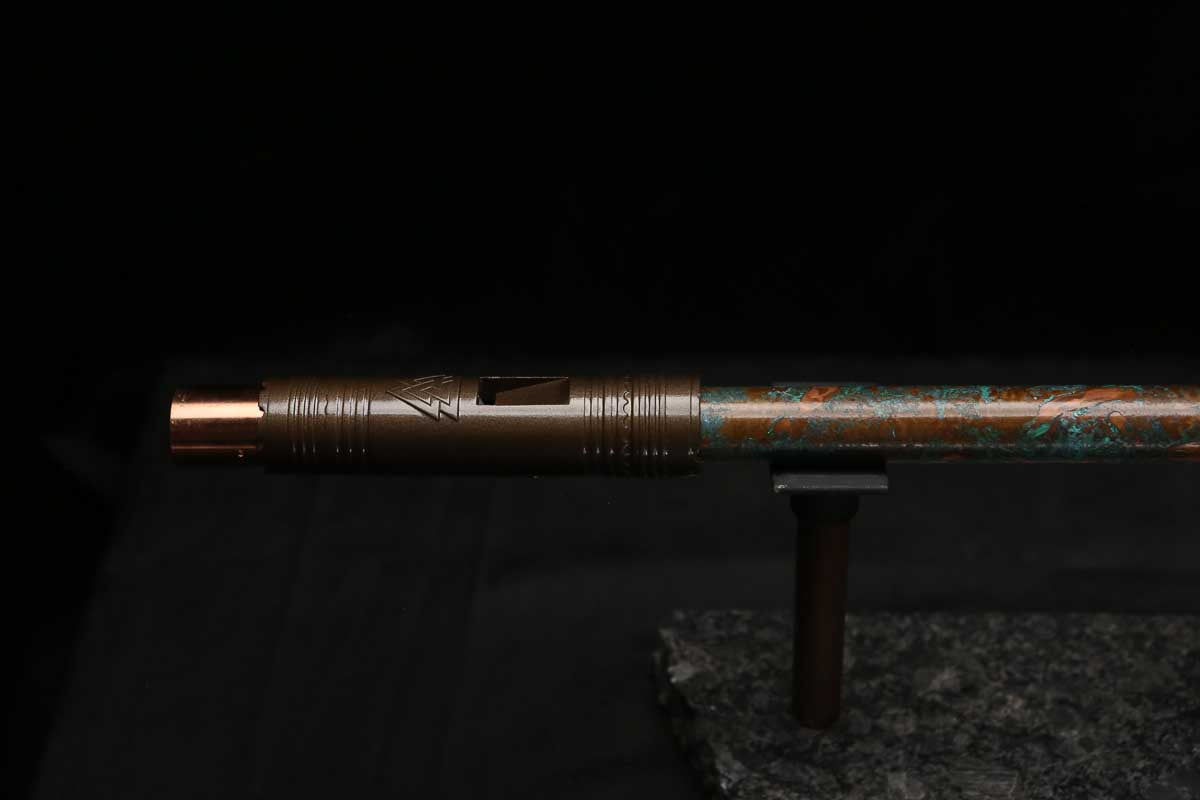 High F (Lullaby) Copper Flute #LE0106 in Turquoise Copper Burl