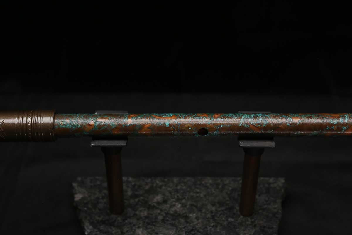 High F (Lullaby) Copper Flute #LE0106 in Turquoise Copper Burl