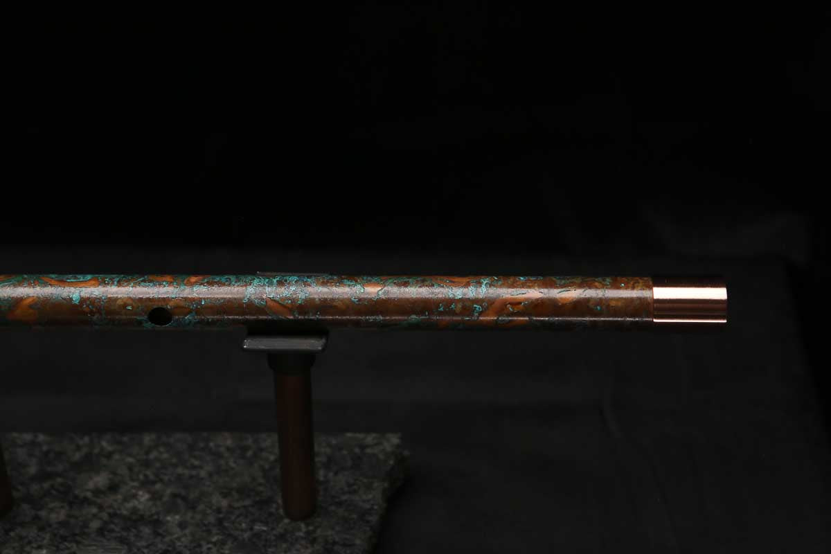 High F (Lullaby) Copper Flute #LE0106 in Turquoise Copper Burl