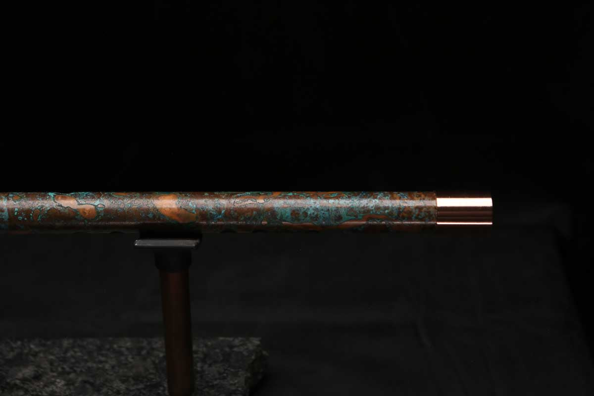 High F (Lullaby) Copper Flute #LE0106 in Turquoise Copper Burl