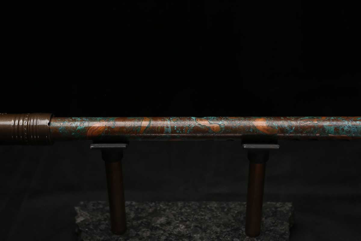 High F (Lullaby) Copper Flute #LE0106 in Turquoise Copper Burl