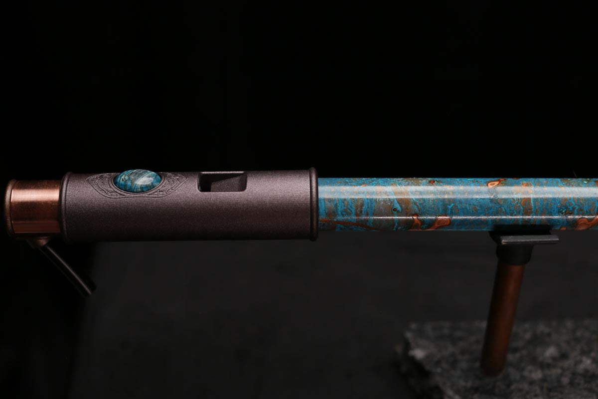 Copper Flute Legend #L00590 in Spiral Turquoise Burl w/End