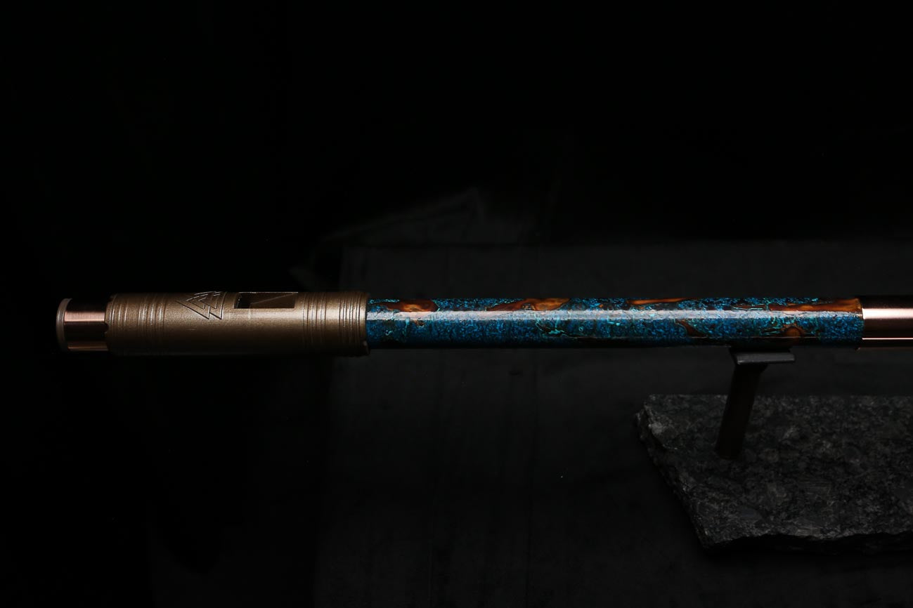 Bass F Copper Flute #BF0094 in Turquoise Burl