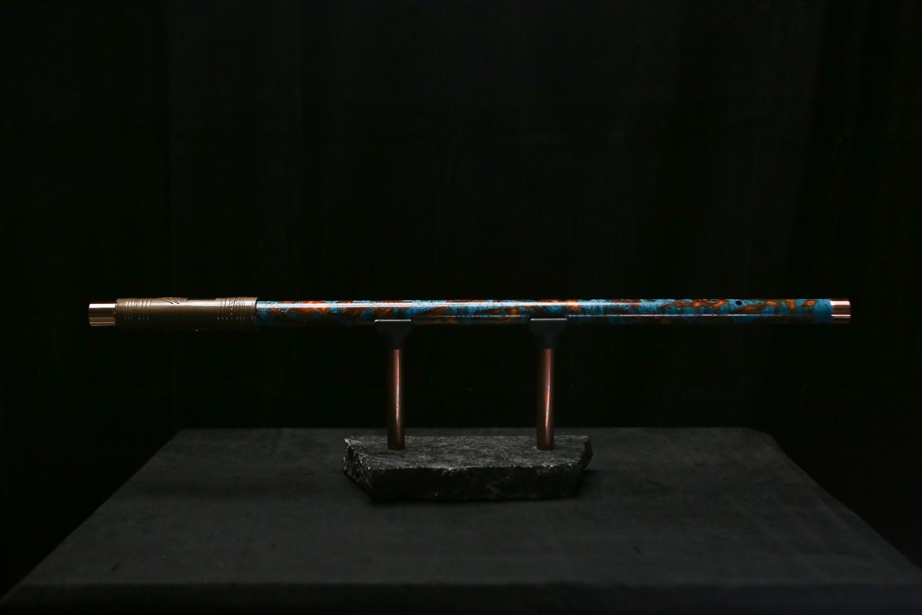 Low C Copper Flute #0185 in Ocean Fire Burl