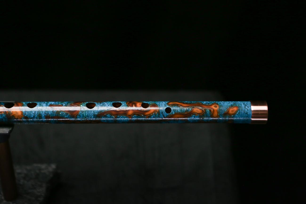 Low C Copper Flute #0185 in Ocean Fire Burl