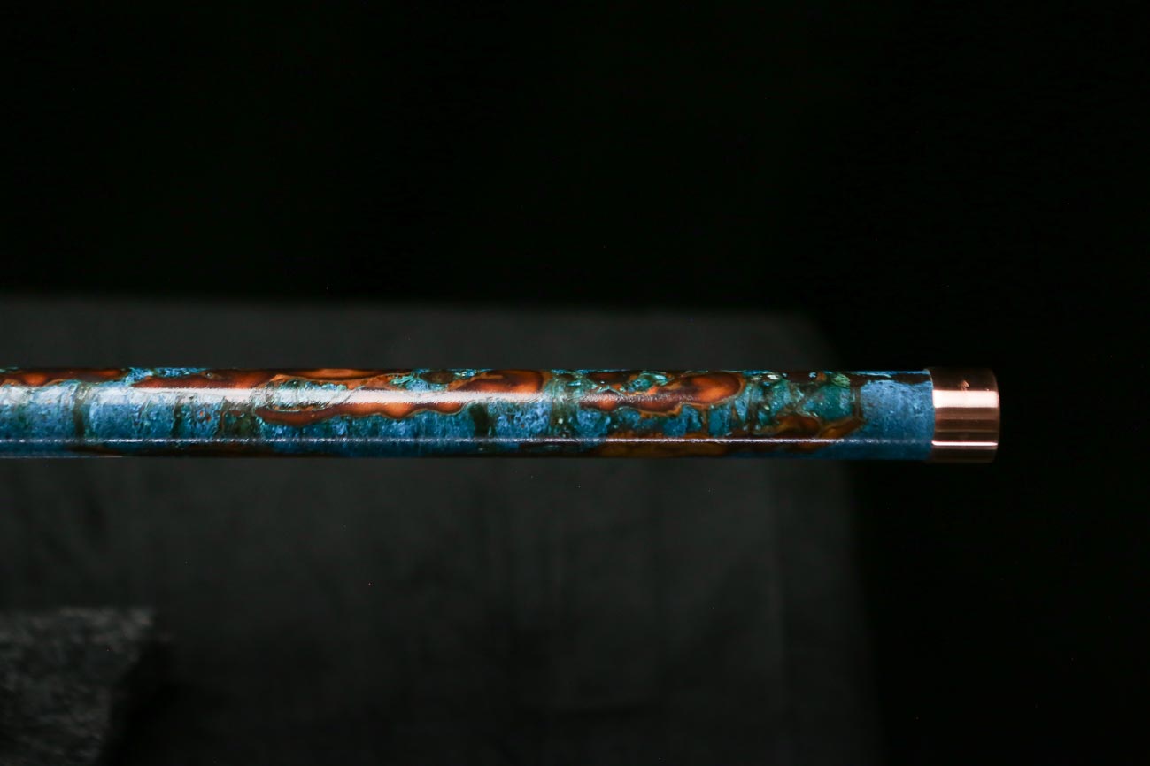 Low C Copper Flute #0185 in Ocean Fire Burl