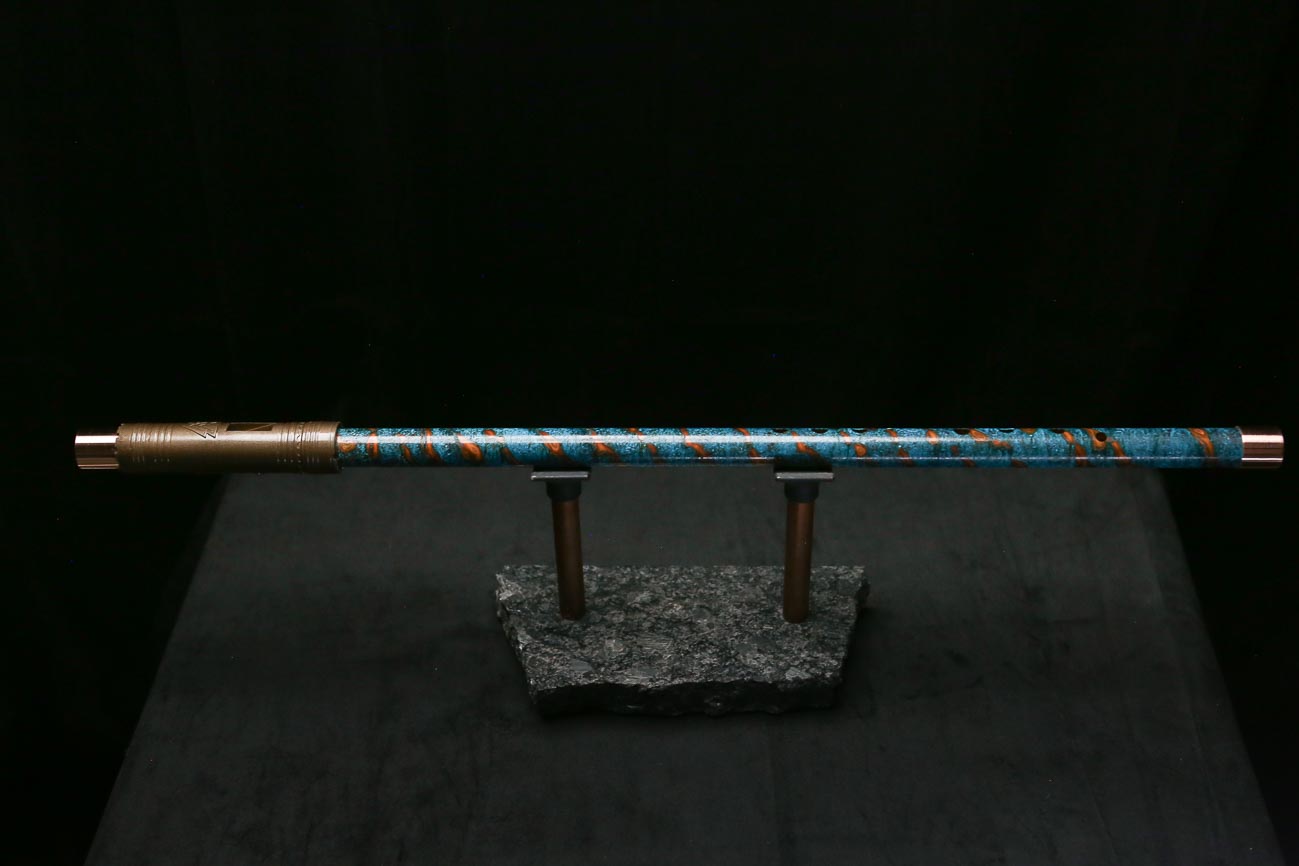 Low C Copper Flute #0186 in Ocean Fire Helix