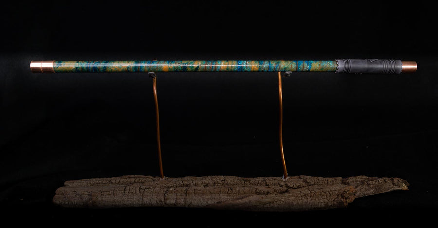 Copper Flute #0005 in Turquoise Spiral Waves, Low C