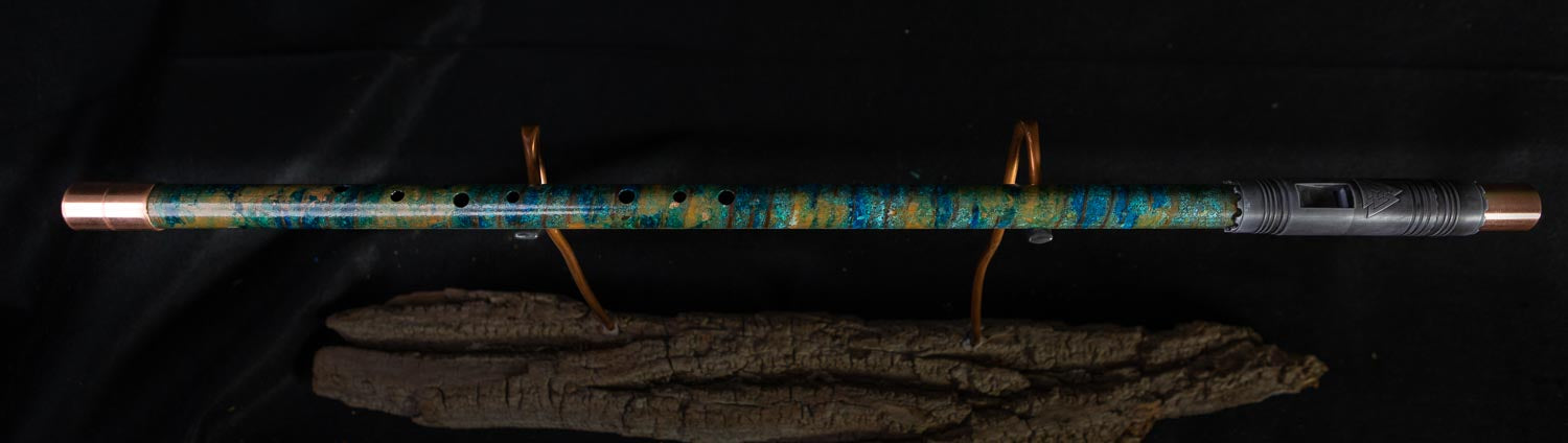 Copper Flute #0005 in Turquoise Spiral Waves, Low C