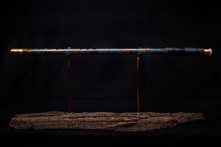 Copper Flute #CFE0004 in Arctic Burl with Copper Foil End